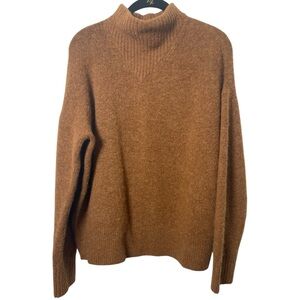 Madewell Women’s Medium Brown Fuzzy Mock Neck Wool-Blend Sweater Cozy Staple